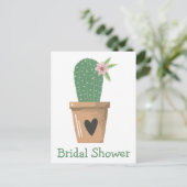 Grüner Kakteen Südwest Brautparty Sukkulent Einladungspostkarte (Stehend Vorderseite)