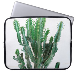 Grüner Kaktus auf weißem Hintergrund. Laptopschutzhülle