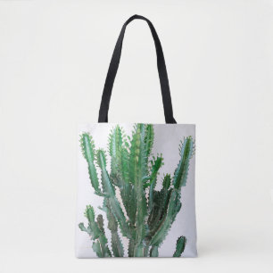 Grüner Kaktus auf weißem Hintergrund. Tasche