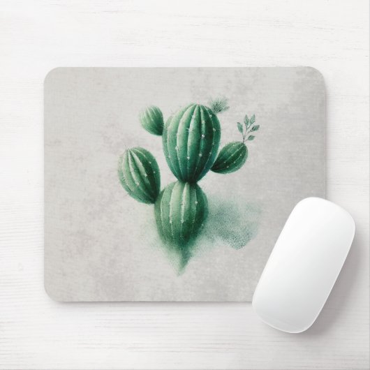 Grüner Kaktus der Wasserfarbe Südwesten Mousepad (Mit Mouse)