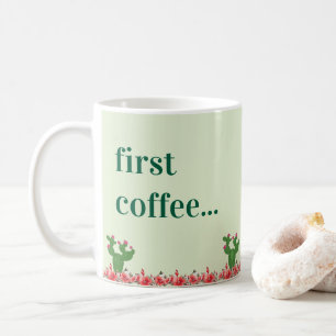Grüner Kaktus Orange Blume Floral Erste Kaffeetass Kaffeetasse