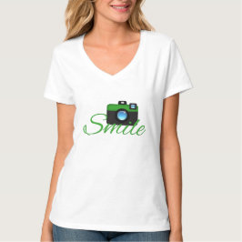 Grüner Kamera-u. Lächeln-Fotograf-T - Shirt