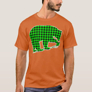 Grüner Karierter Bär T-Shirt