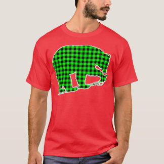 Grüner Karierter Bär T-Shirt