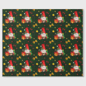 Grüner Karierter Gnom Santa Geschenkpapier (Flach)