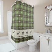 Grüner Karierter Hirschhaubenduschvorhang Duschvorhang (Beispiel)