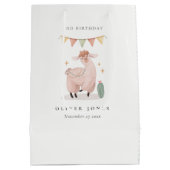 Grüner Karierter Kaktus Boho Llama jedes Lebensalt Mittlere Geschenktüte (Rückseite)