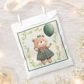 Grüner Karierter Kleiderbär mit Haarbow Geschenktütchen (Ausgeschnitten)