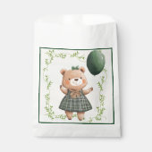 Grüner Karierter Kleiderbär mit Haarbow Geschenktütchen (Vorderseite)