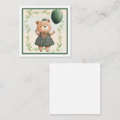 Grüner Karierter Kleiderbär mit Haarbow Mitteilungskarte (Vorne/Hinten)
