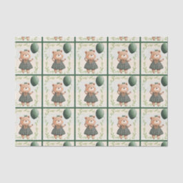 Grüner Karierter Kleiderbär mit Haarbow Seidenpapier