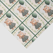 Grüner Karierter Kleiderbär mit Haarbow Seidenpapier (Ausschnitt)