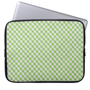 Grüner karierter Stoff: Naht Textur. Laptopschutzhülle