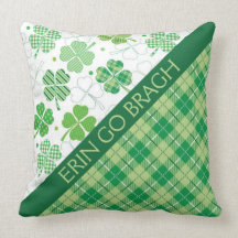 Grüner Karierter Tartan und Kleeblätter