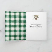 Grüner Karierter Weihnachtskranz Karte (Innenseite)