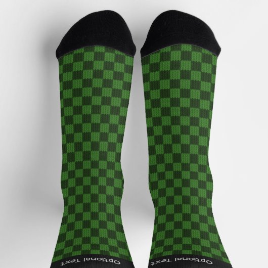 Grüner Karo - Gewirbelter Look - Ihr Wunschtext au Socken (Oben)