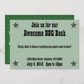 Grüner Karo Karierte GRILLEN Einladung (Vorne/Hinten)