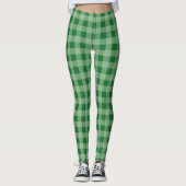 Grüner Karo Karierte Leggings (Vorderseite)
