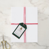 Grüner Karo-Teddybär-Weihnachtsfeier Geschenkanhänger (Mit Garn)