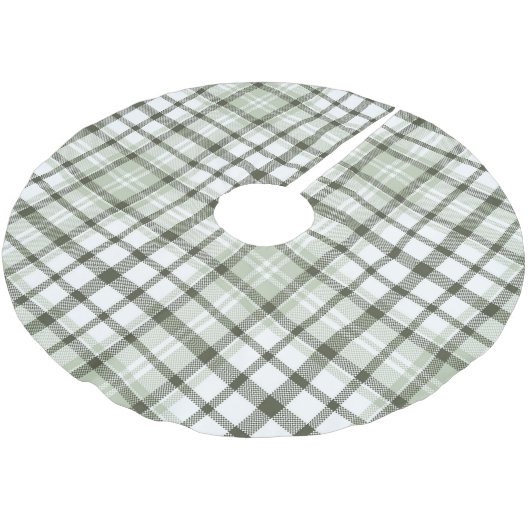 Grüner Karo-Weihnachtsbaum-Basisabdeckung. Polyester Weihnachtsbaumdecke (Schrägansicht)