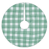 Grüner Karo-Weihnachtsbaum-Basisschutz. Polyester Weihnachtsbaumdecke (Vorderseite)