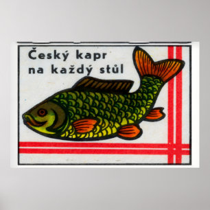 Grüner Karpfenfisch - Streichholzschachtel-Druck - Poster