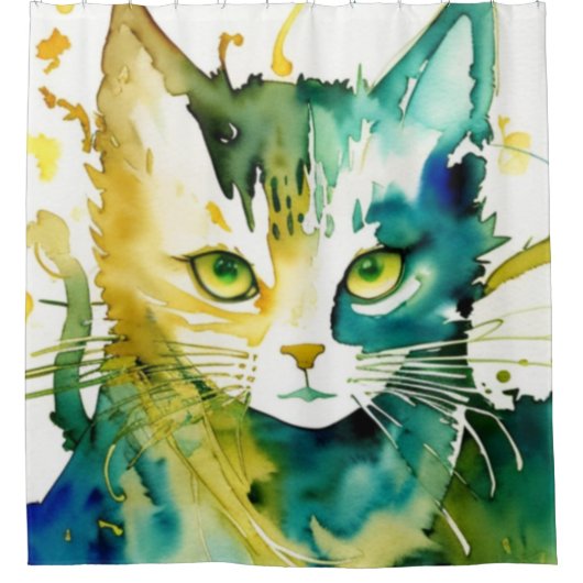 Grüner Katzenduschvorhang Duschvorhang (Vorderseite)