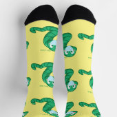 Grüner Kawaii-Wurm Thunder_Cove Socken (Oben)