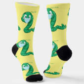 Grüner Kawaii-Wurm Thunder_Cove Socken (Gewinkelt)