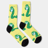 Grüner Kawaii-Wurm Thunder_Cove Socken (Rechts)