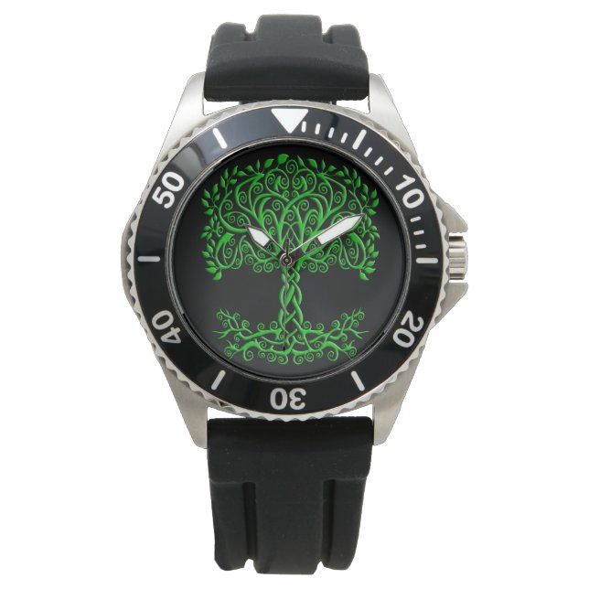 Grüner Keltenbaum Armbanduhr (Vorderseite)