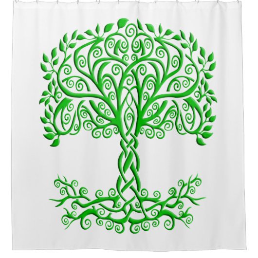 Grüner Keltenbaum Duschvorhang (Vorderseite)