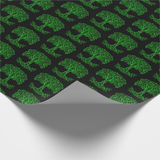 Grüner Keltenbaum Geschenkpapier (Ecke)