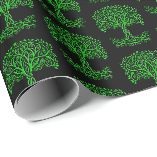 Grüner Keltenbaum Geschenkpapier (Rolleneckpunkt)
