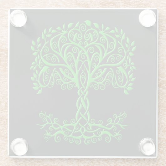 Grüner Keltenbaum Glasuntersetzer (Rückseite)