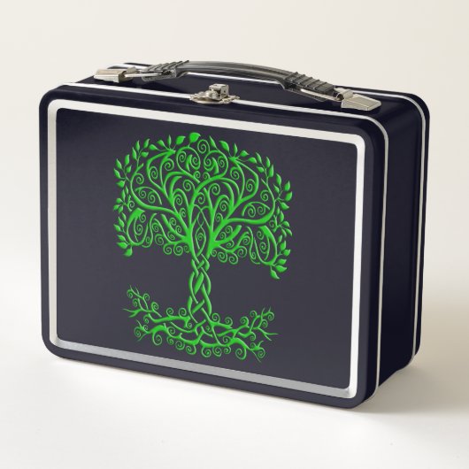 Grüner Keltenbaum Metall Brotdose (Vorderseite)