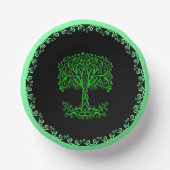 Grüner Keltenbaum Pappteller (Vorderseite)