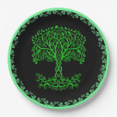 Grüner Keltenbaum Pappteller (Vorderseite)