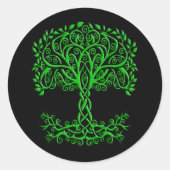 Grüner Keltenbaum Runder Aufkleber (Vorderseite)