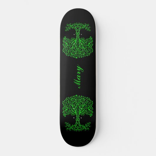 Grüner Keltenbaum Skateboard (Vorderseite)
