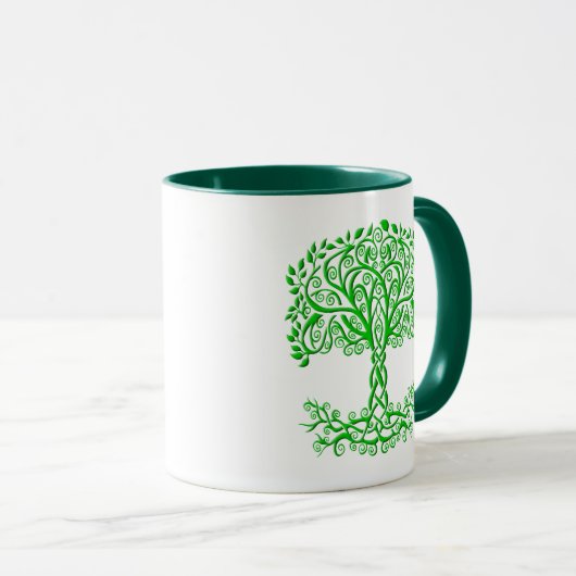 Grüner Keltenbaum Tasse (VorderseiteRechts)