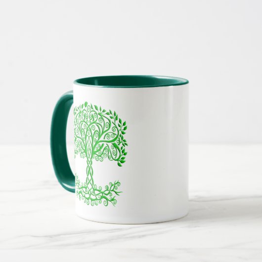 Grüner Keltenbaum Tasse (Vorderseite Links)