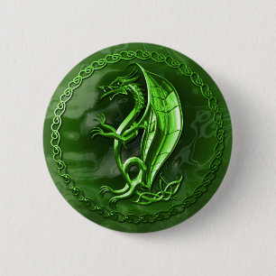 Grüner keltischer Drache Button