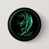 Grüner keltischer Drache Button (Vorderseite)