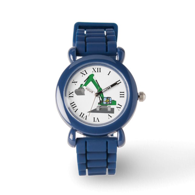 grüner Kettenbagger Armbanduhr (Vorderseite)