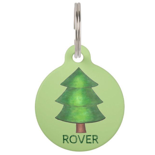 Grüner Kiefernbaum Outdoor-Camping Wanderrodelbahn Haustiermarke (Vorderseite)