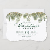 Grüner Kiefernzweig mit Weihnachtsschmuck aus Part Einladung (Vorderseite)