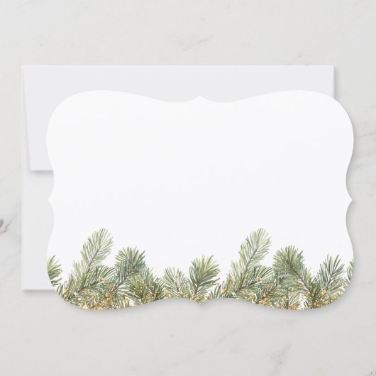 Grüner Kiefernzweig mit Weihnachtsschmuck aus Part Einladung (Rückseite)