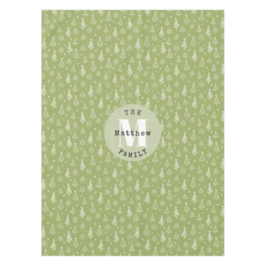 Grüner klassischer Weihnachtsbaum Familienurlaub Tischdecke (Vorderseite)