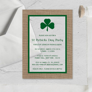 Grüner Klee & Jute St. Patrick's Day Acryleinladungen